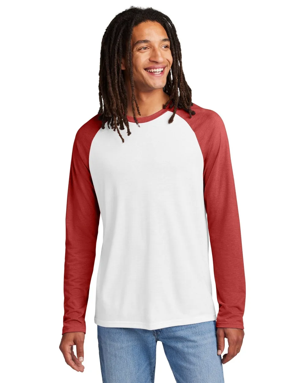 Allmade Triblend Colorblock Long Sleeve Rise Up Red/Bright White