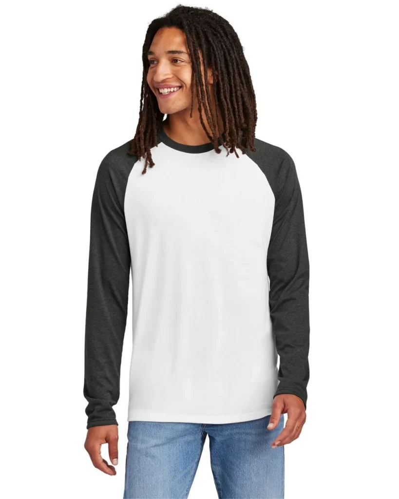 Allmade Triblend Colorblock Long Sleeve Space Black/Bright White