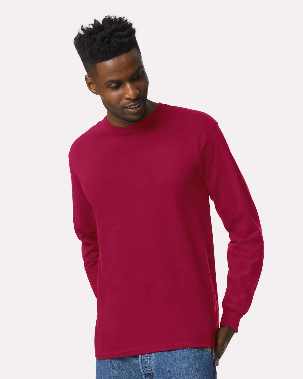 Gildan 100% Cotton Long Sleeve Cardinal Red