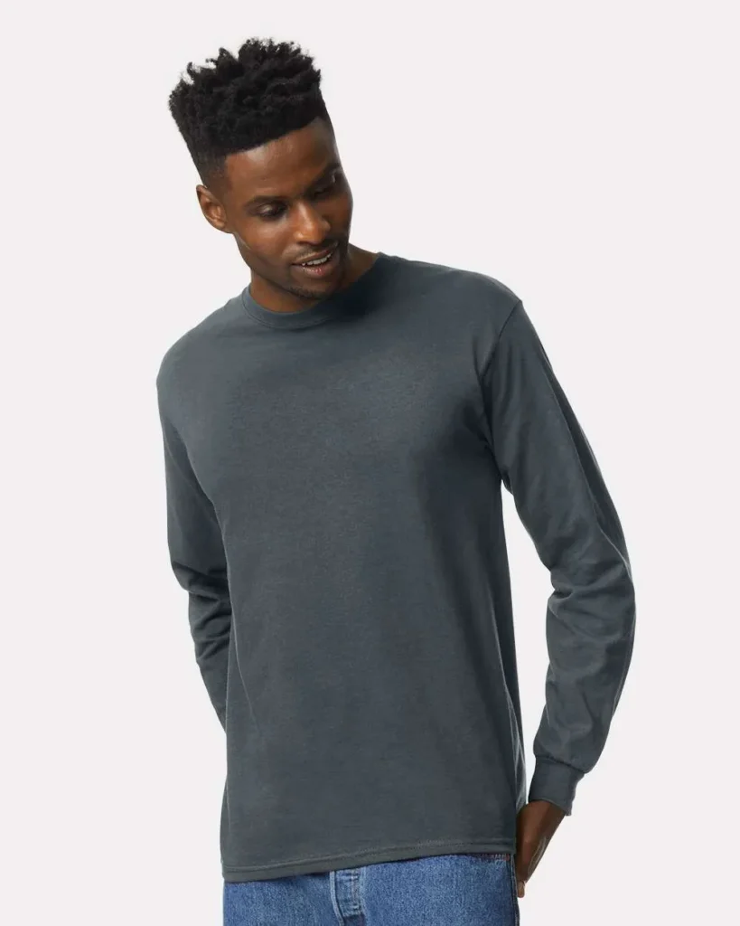 Gildan 100% Cotton Long Sleeve Dark Heather