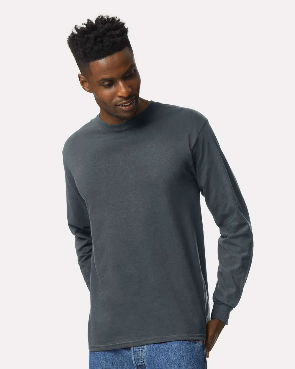 Gildan 100% Cotton Long Sleeve Dark Heather