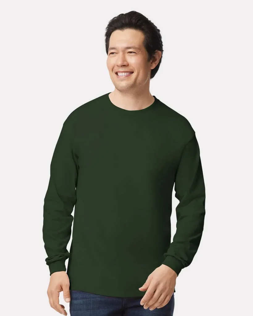 Gildan 100% Cotton Long Sleeve Forest Green