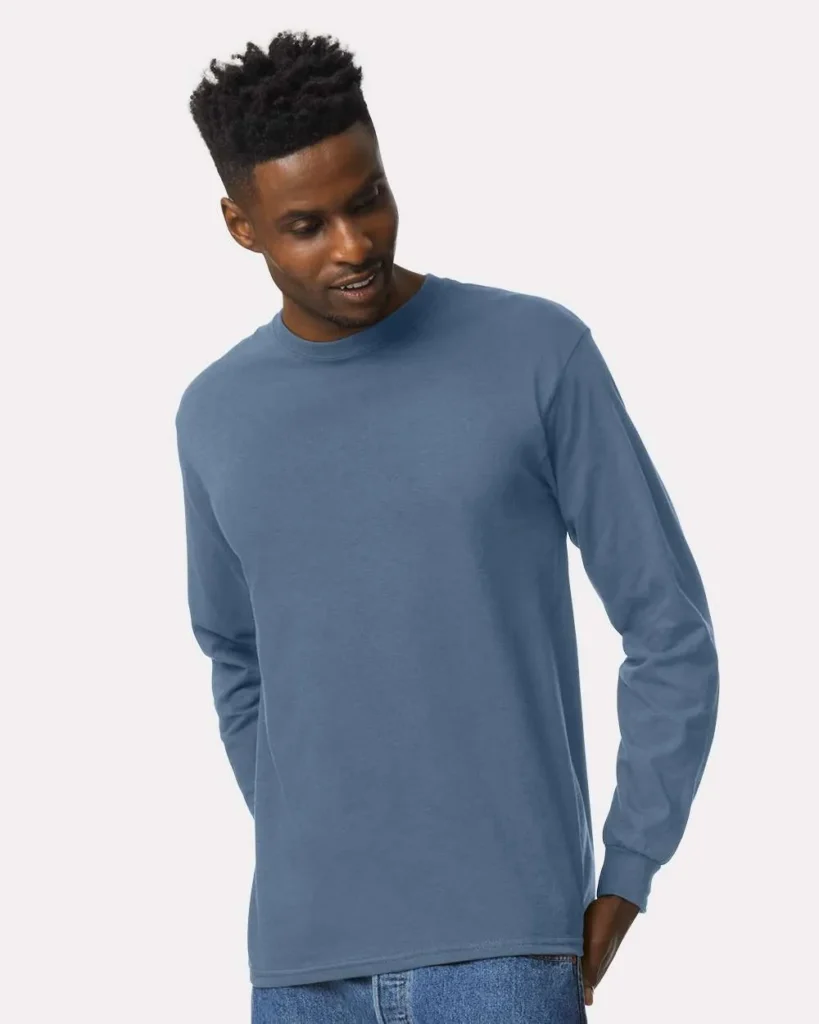 Gildan 100% Cotton Long Sleeve Indigo Blue