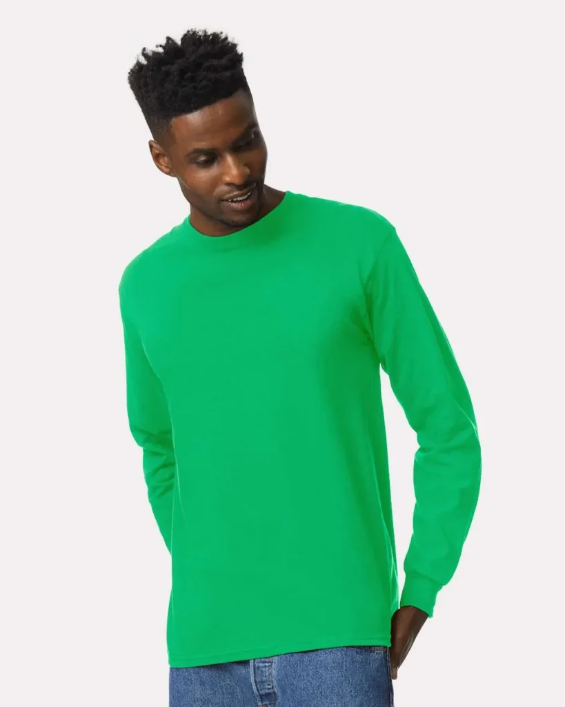 Gildan 100% Cotton Long Sleeve Irish Green