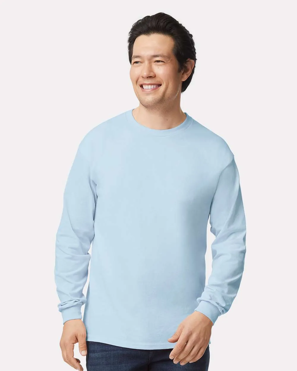 Gildan 100% Cotton Long Sleeve Light Blue