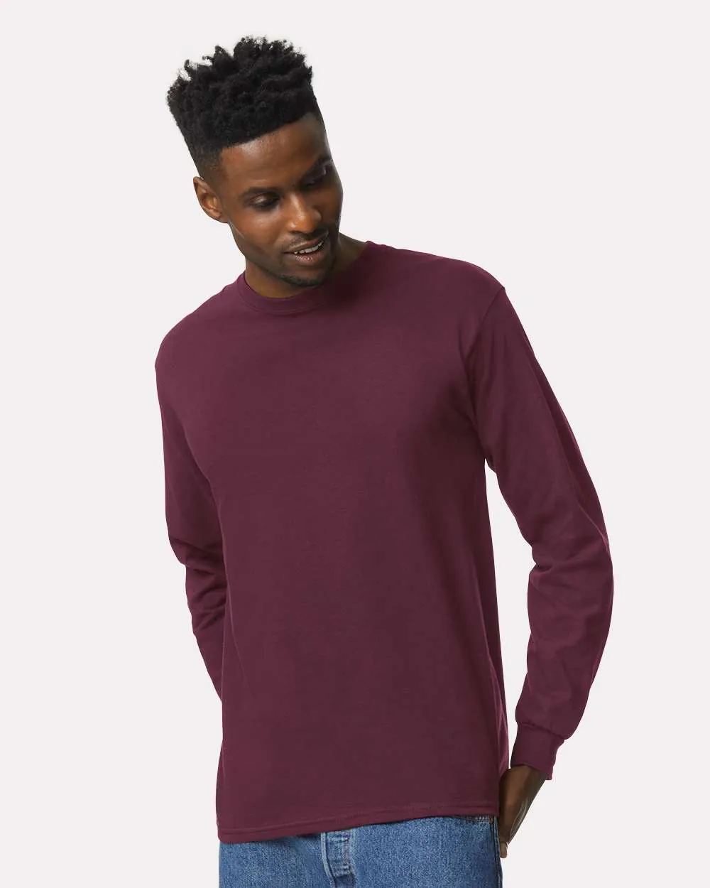 Gildan 100% Cotton Long Sleeve Maroon