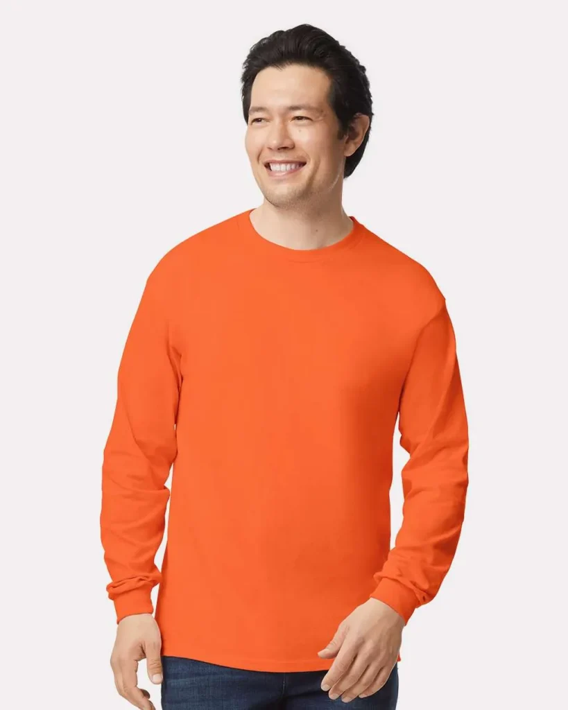 Gildan 100% Cotton Long Sleeve Orange