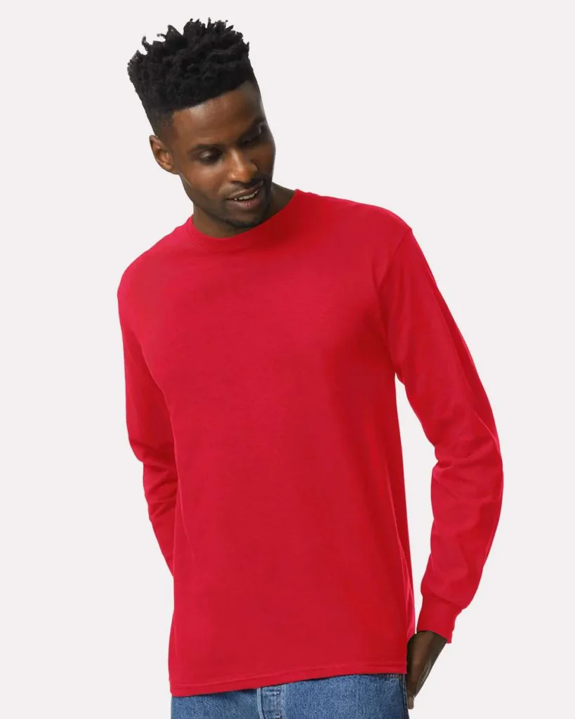 Gildan 100% Cotton Long Sleeve Red