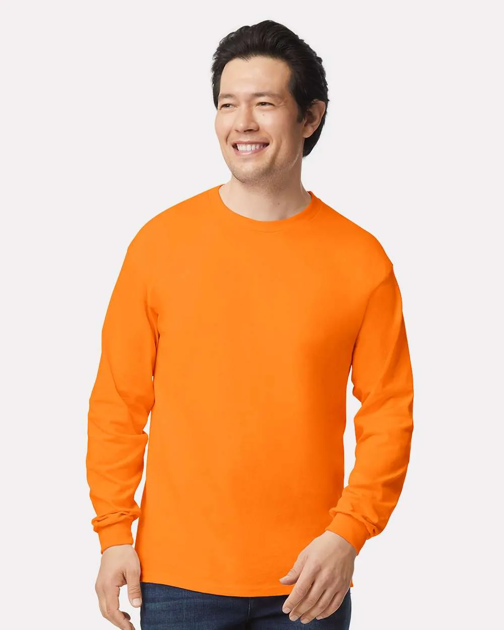Gildan 100% Cotton Long Sleeve Safety Orange