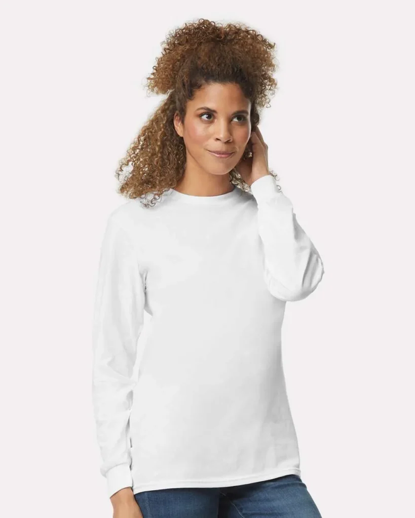 Gildan 100% Cotton Long Sleeve White