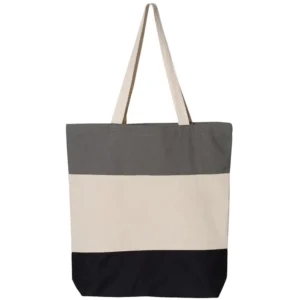 Q-Tees Tri-Color Tote Black/ Natural/ Light Grey