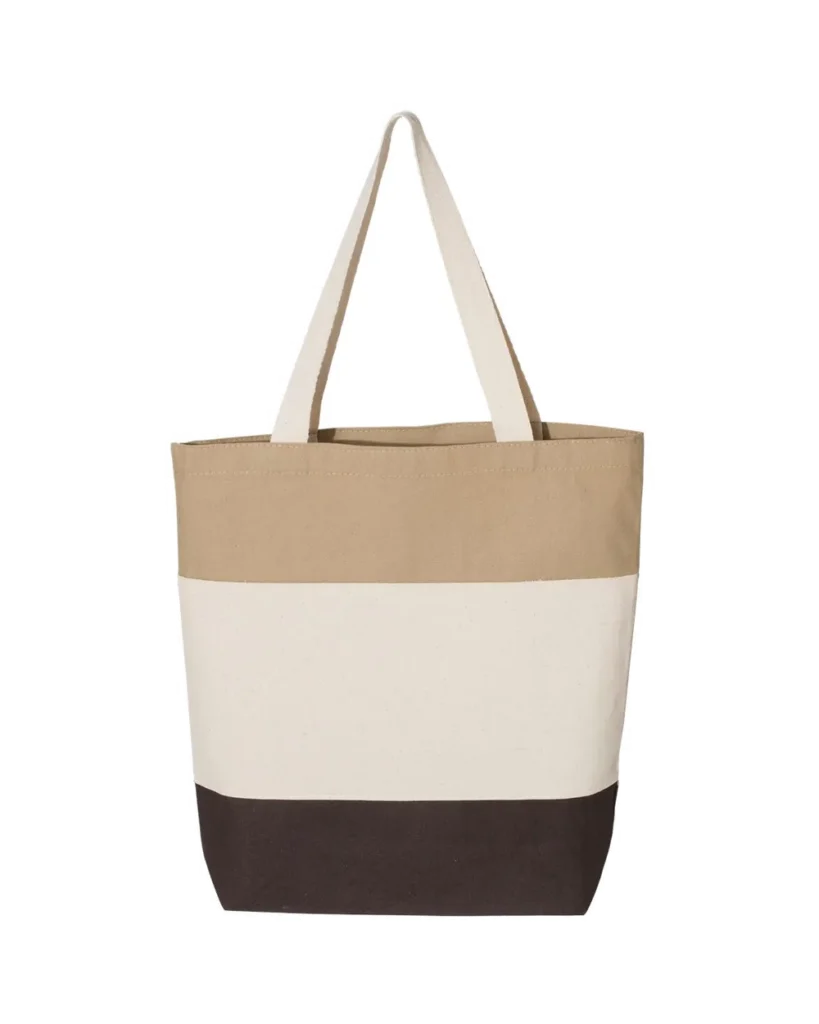 Q-Tees Tri-Color Tote Chocolate/ Natural/ Khaki