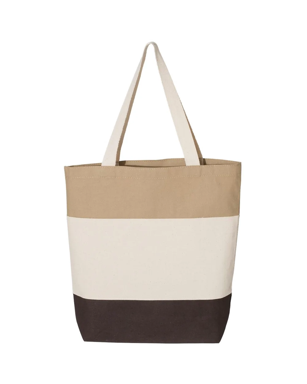 Q-Tees Tri-Color Tote Chocolate/ Natural/ Khaki