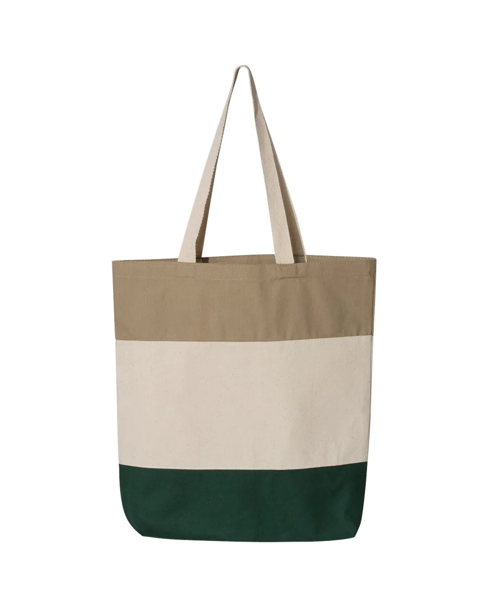 Q-Tees Tri-Color Tote Forest/ Natural/ Khaki