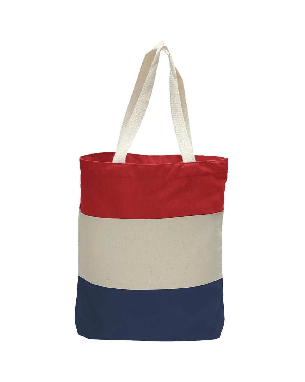 Q-Tees Tri-Color Tote Navy/ Natural/ Red