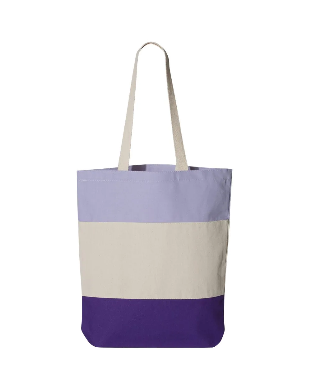 Q-Tees Tri-Color Tote Purple/ Natural/ Lavender