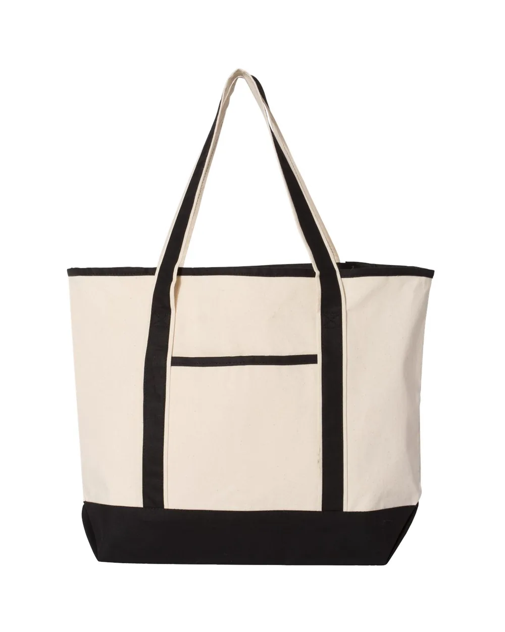 Q-Tees Large Canvas Deluxe Tote Natural/ Black