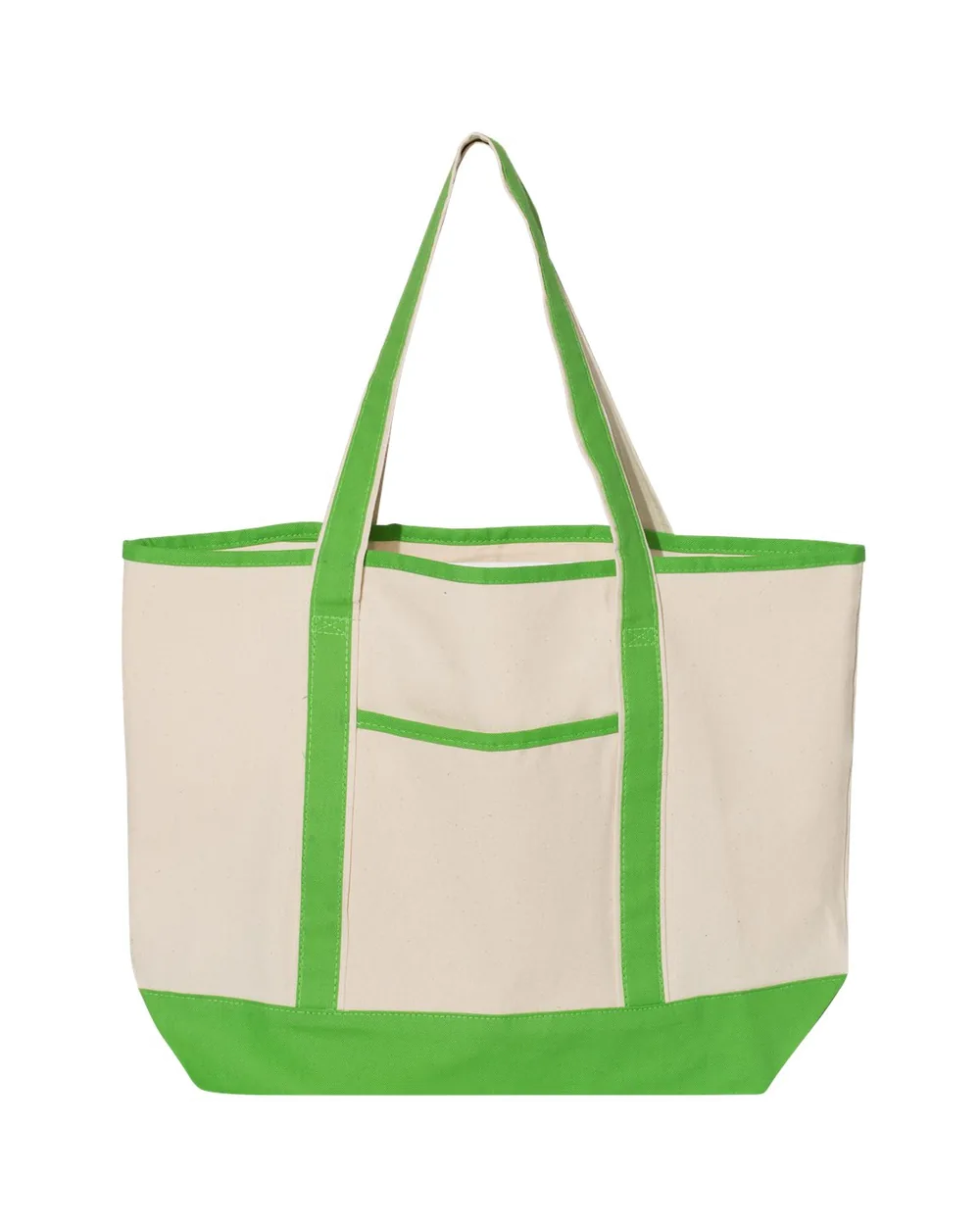 Q-Tees Large Canvas Deluxe Tote Natural/ Lime