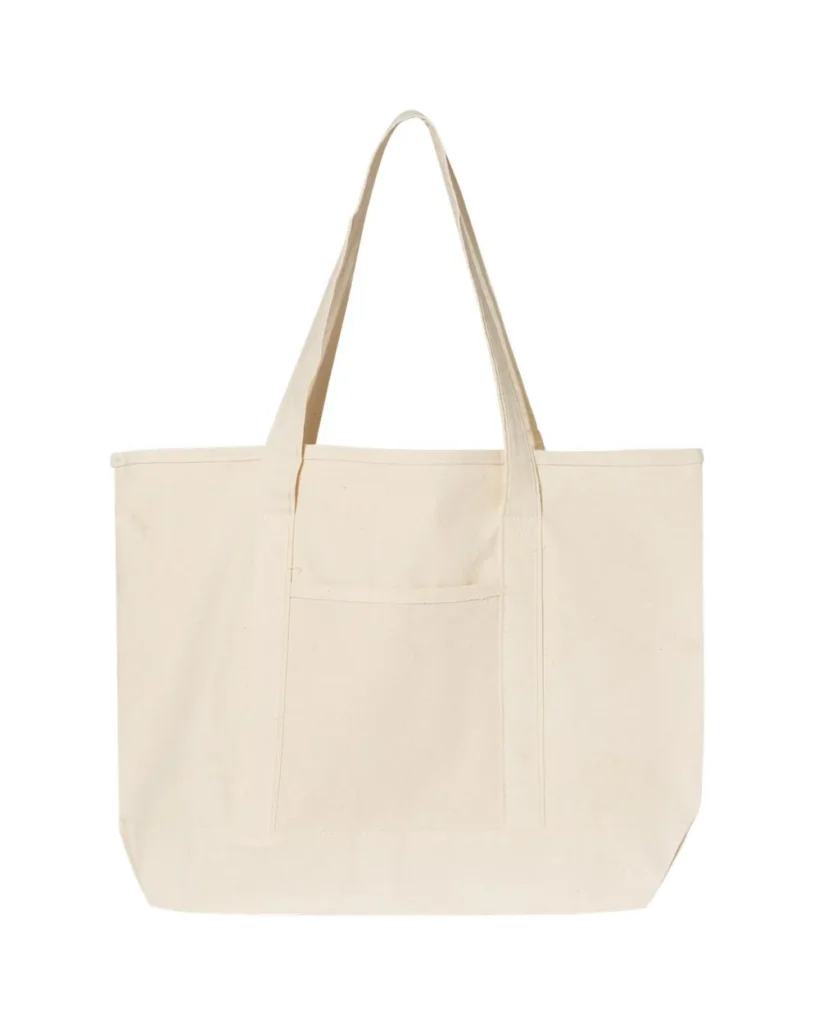 Q-Tees Large Canvas Deluxe Tote Natural/ Natural