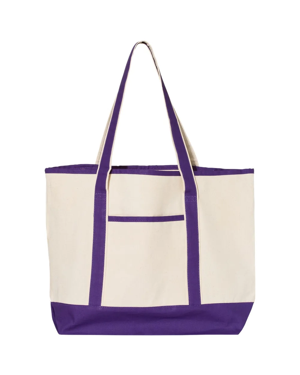 Q-Tees Large Canvas Deluxe Tote Natural/ Purple