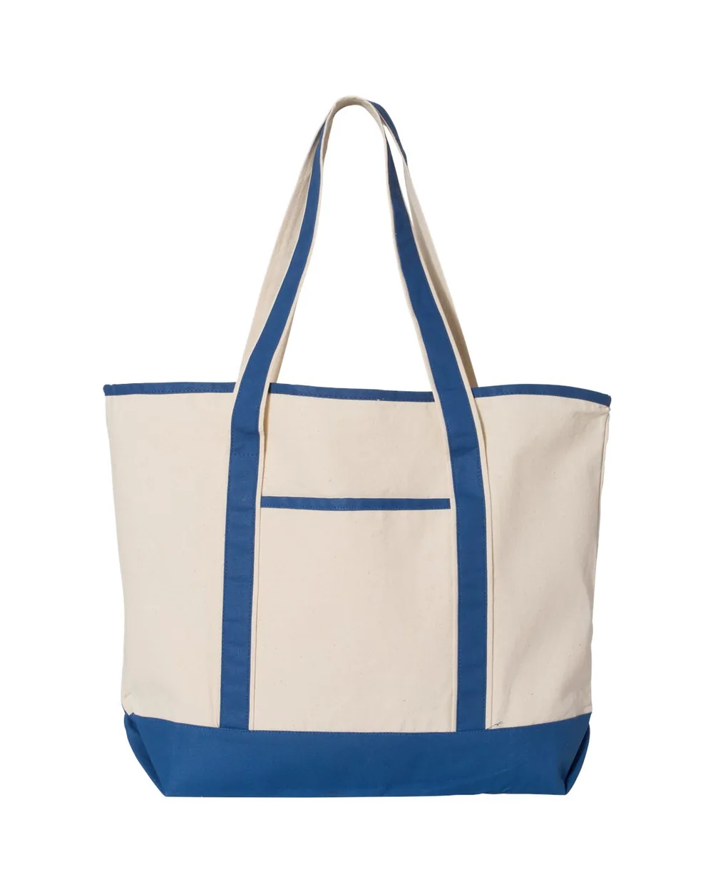 Q-Tees Large Canvas Deluxe Tote Natural/ Royal