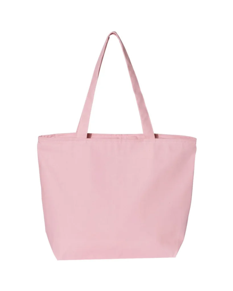 Q-Tees Zippered Tote Light Pink