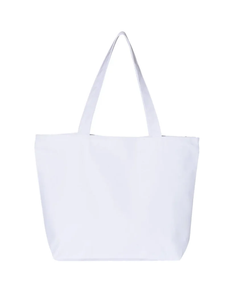 Q-Tees Zippered Tote White