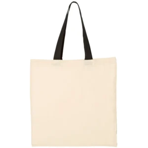 Q-Tees Economical Tote With Contrast-Color Handles Natural/ Black