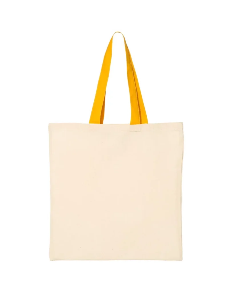 Q-Tees Economical Tote With Contrast-Color Handles Natural/ Gold