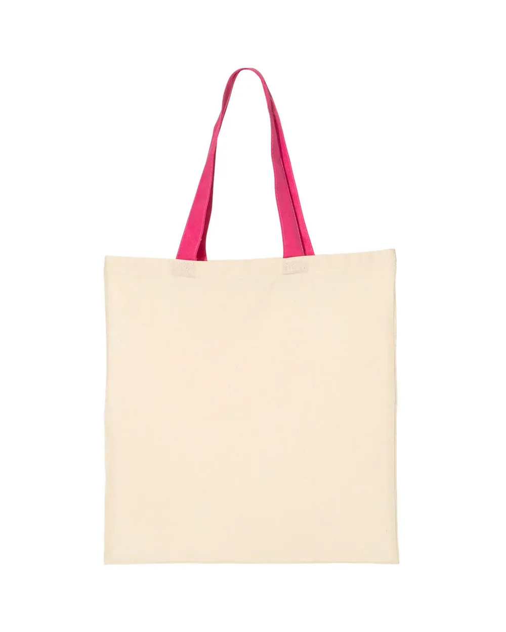 Q-Tees Economical Tote With Contrast-Color Handles Natural/ Hot Pink