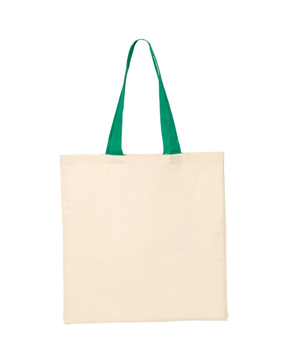 Q-Tees Economical Tote With Contrast-Color Handles Natural/ Kelly