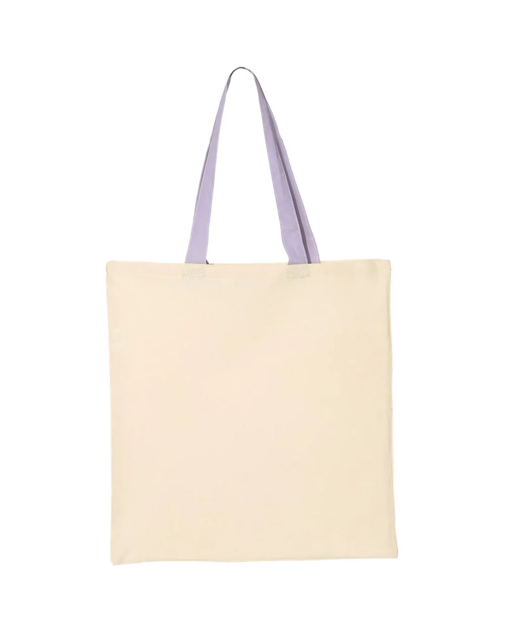 Q-Tees Economical Tote With Contrast-Color Handles Natural/ Lavender