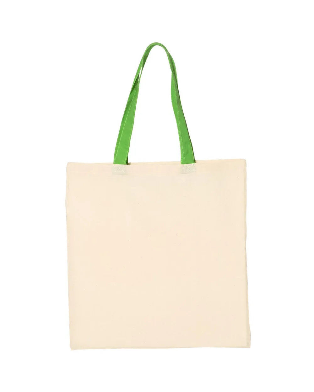Q-Tees Economical Tote With Contrast-Color Handles Natural/ Lime