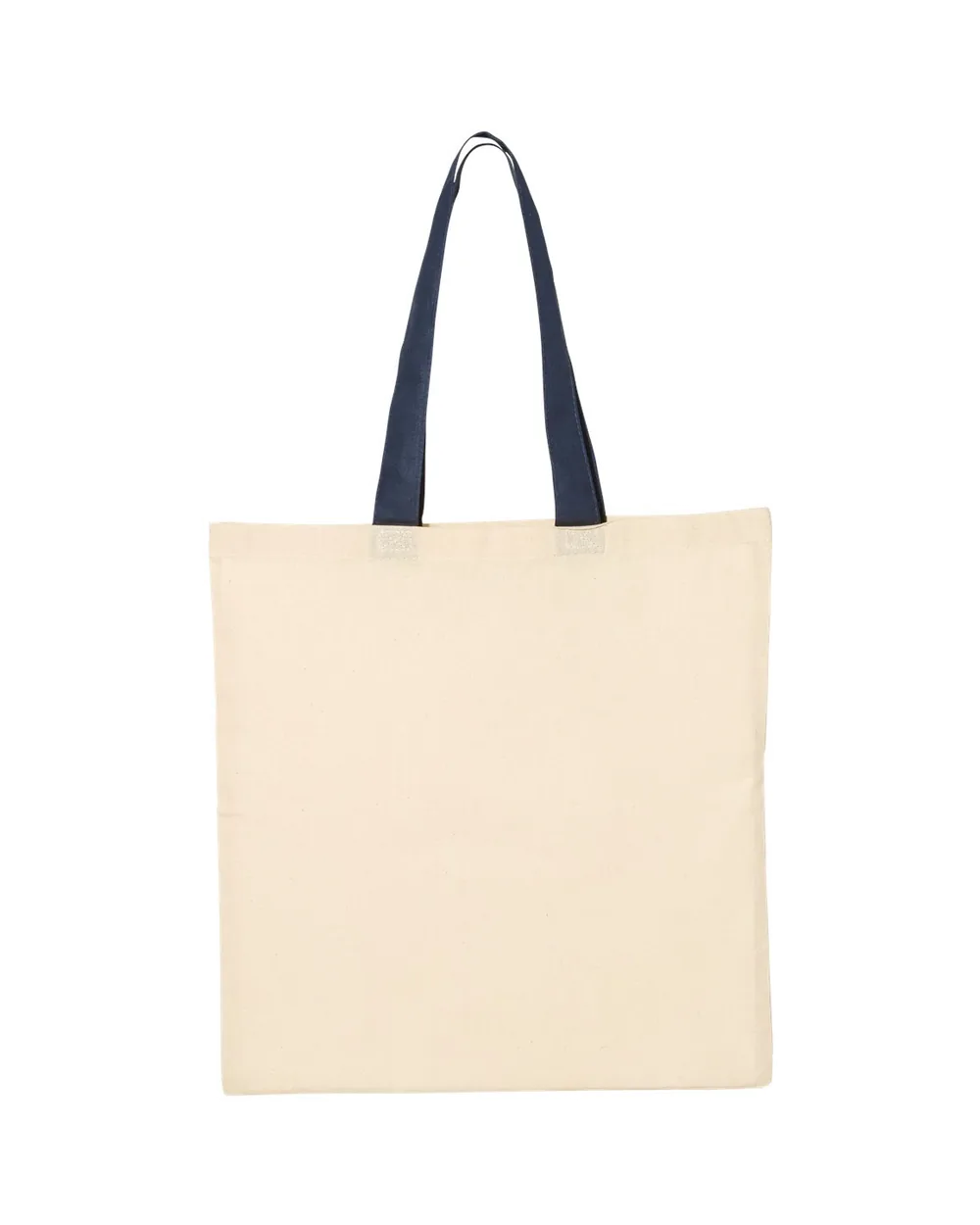 Q-Tees Economical Tote With Contrast-Color Handles Natural/ Navy