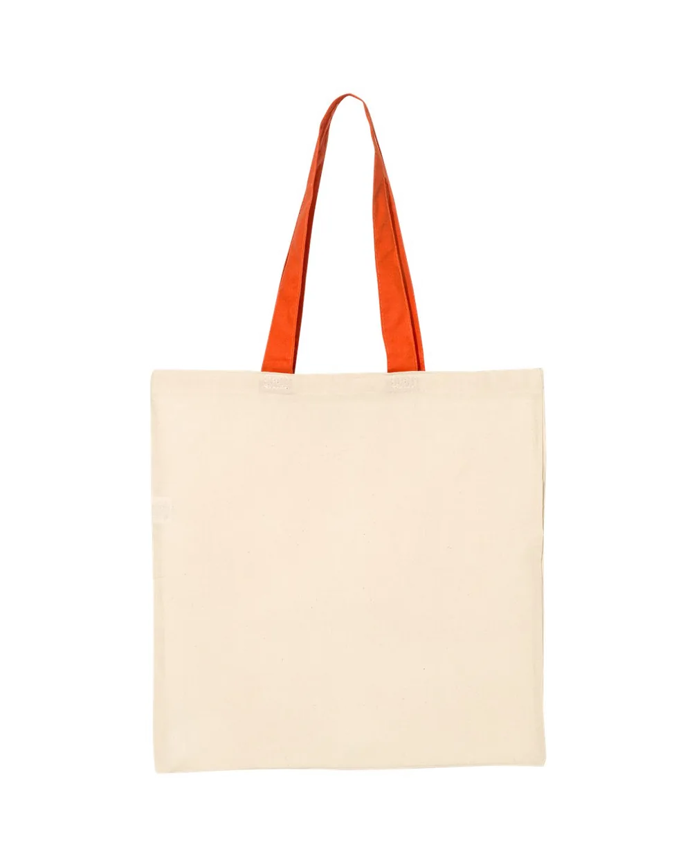 Q-Tees Economical Tote With Contrast-Color Handles Natural/ Orange