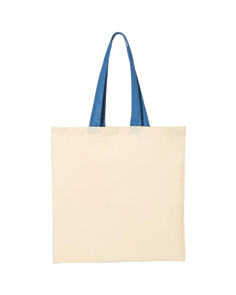 Q-Tees Economical Tote With Contrast-Color Handles Natural/ Royal