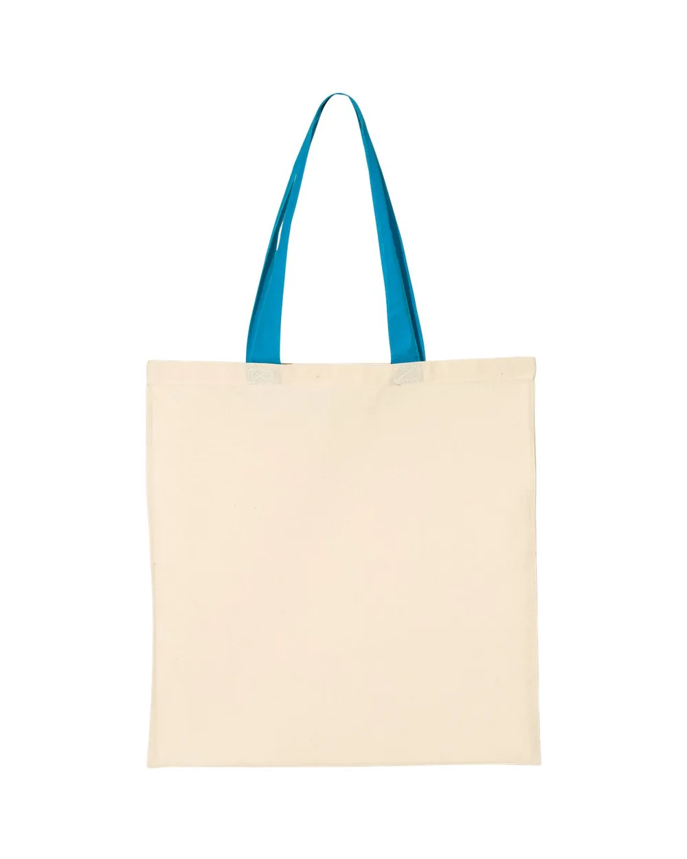 Q-Tees Economical Tote With Contrast-Color Handles Natural/ Sapphire