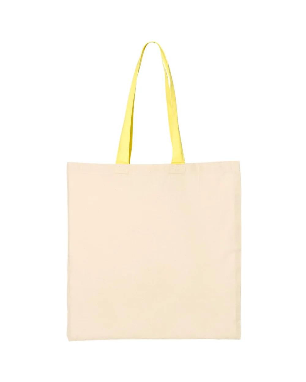 Q-Tees Economical Tote With Contrast-Color Handles Natural/ Yellow