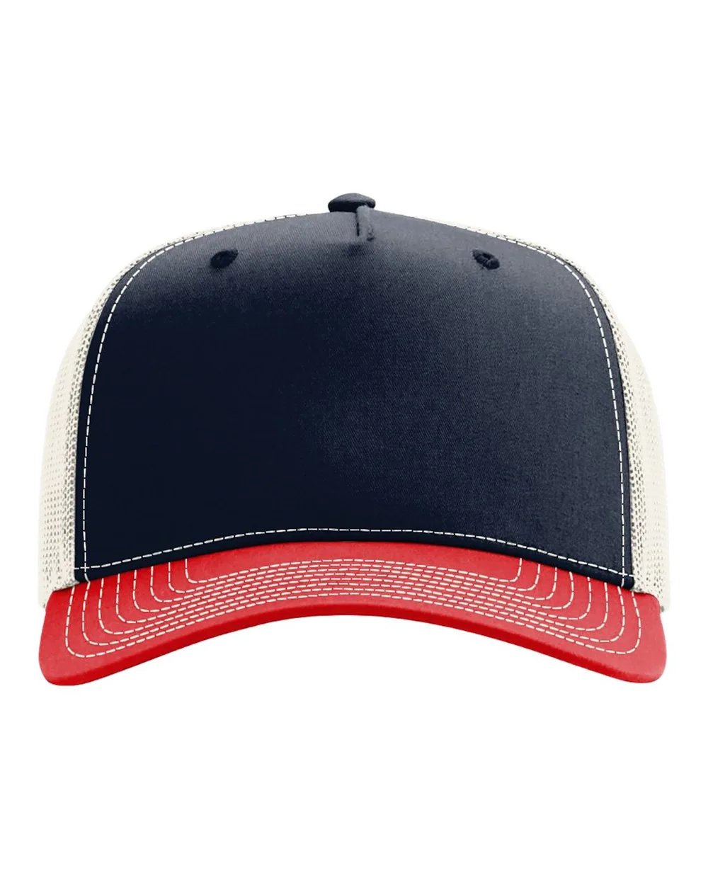 Richardson Five-Panel Trucker Cap Navy/ Birch/ Red