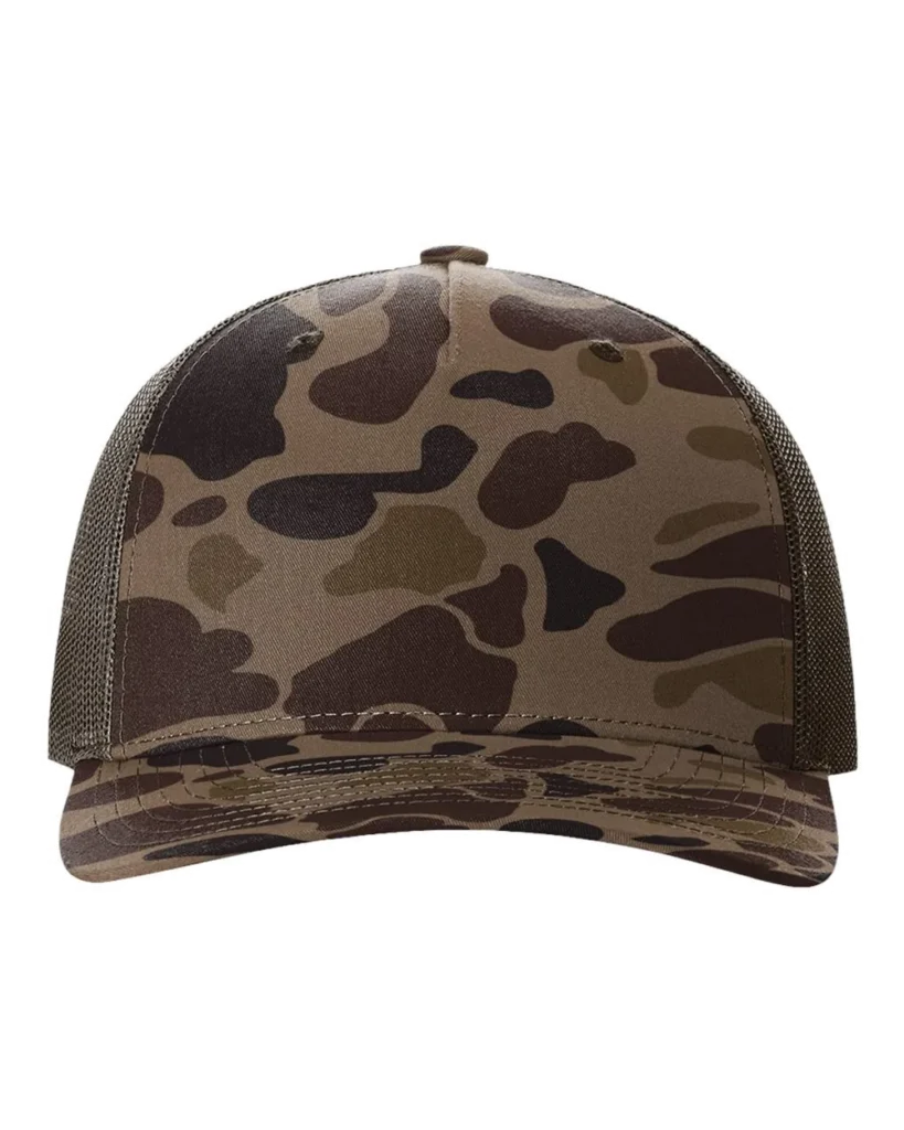 Richardson Printed Five-Panel Trucker Cap Bark Duck Camo/ Brown