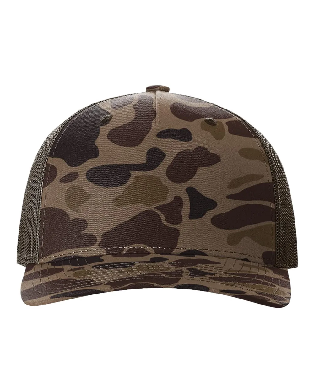 Richardson Printed Five-Panel Trucker Cap Bark Duck Camo/ Brown