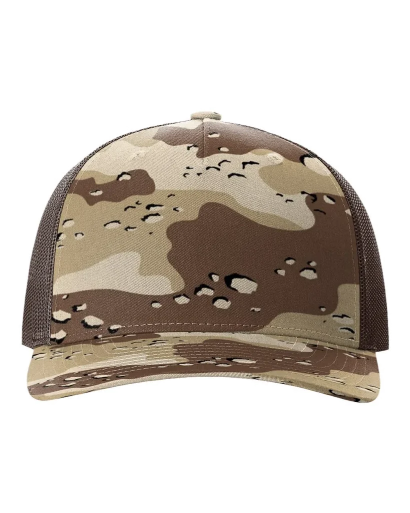 Richardson Printed Five-Panel Trucker Cap Desert Camo/ Brown