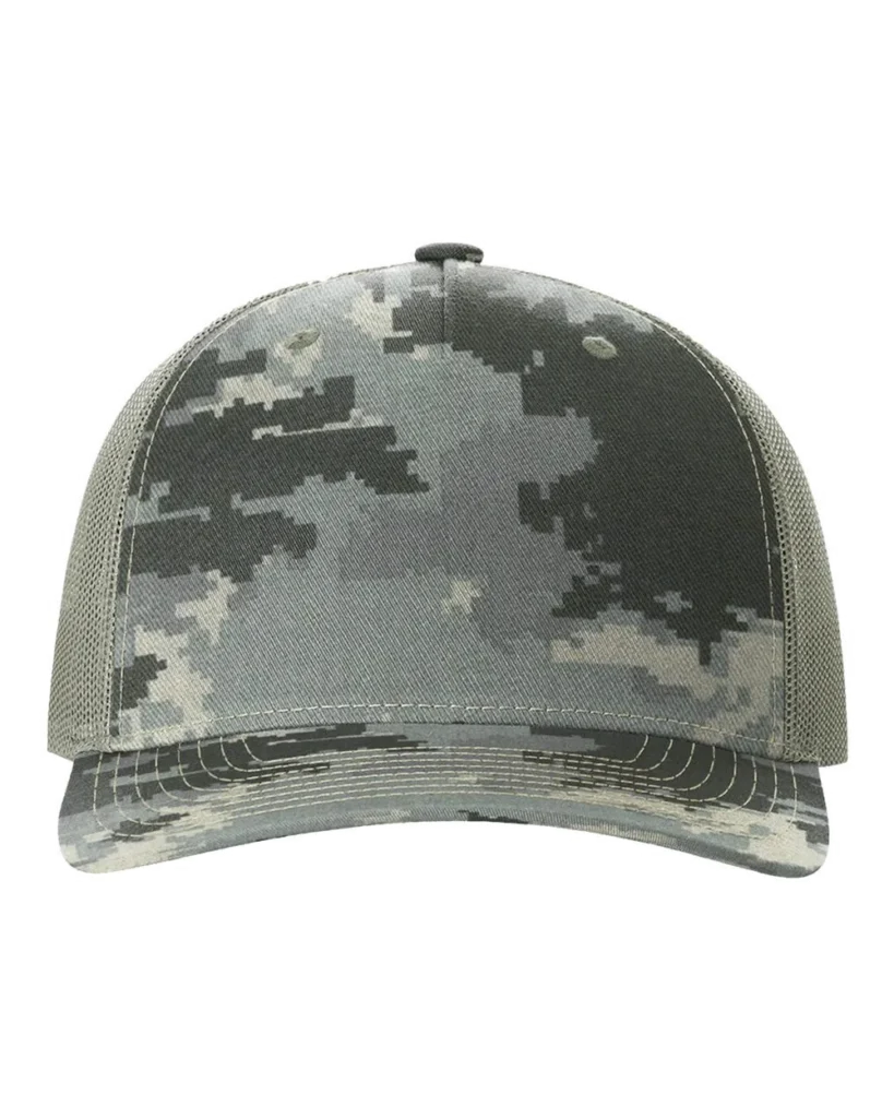 Richardson Printed Five-Panel Trucker Cap Digital Camo/ Light Green
