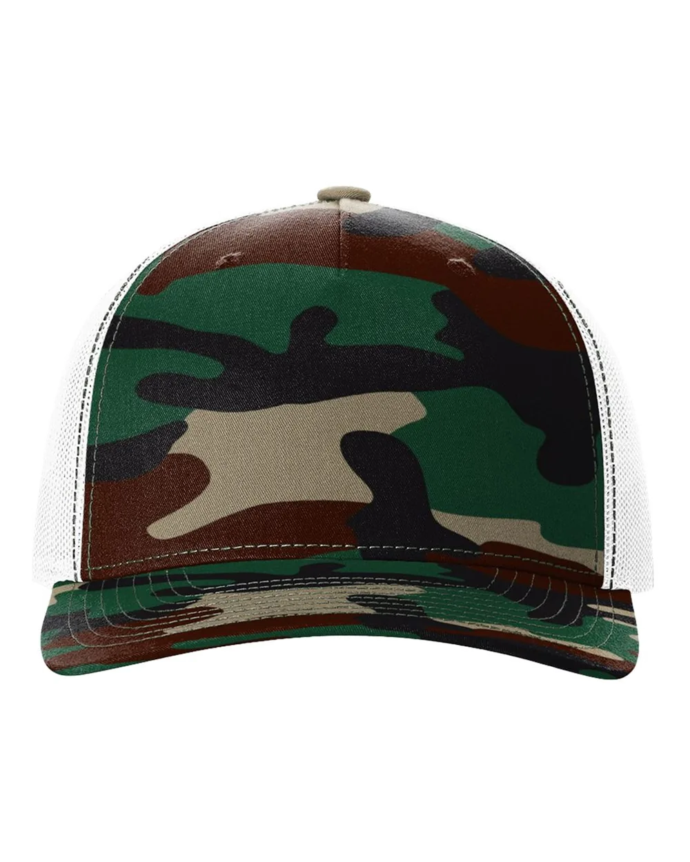 Richardson Printed Five-Panel Trucker Cap Green Camo/ White