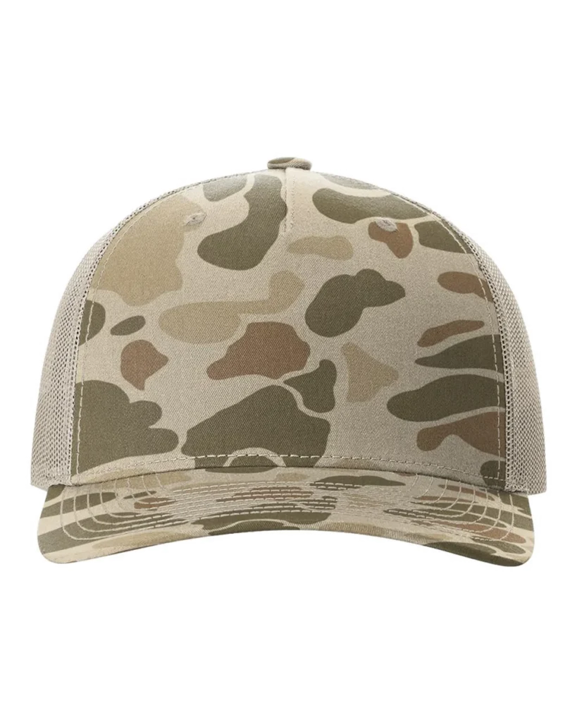 Richardson Printed Five-Panel Trucker Cap Harvest Duck Camo/ Light Tan