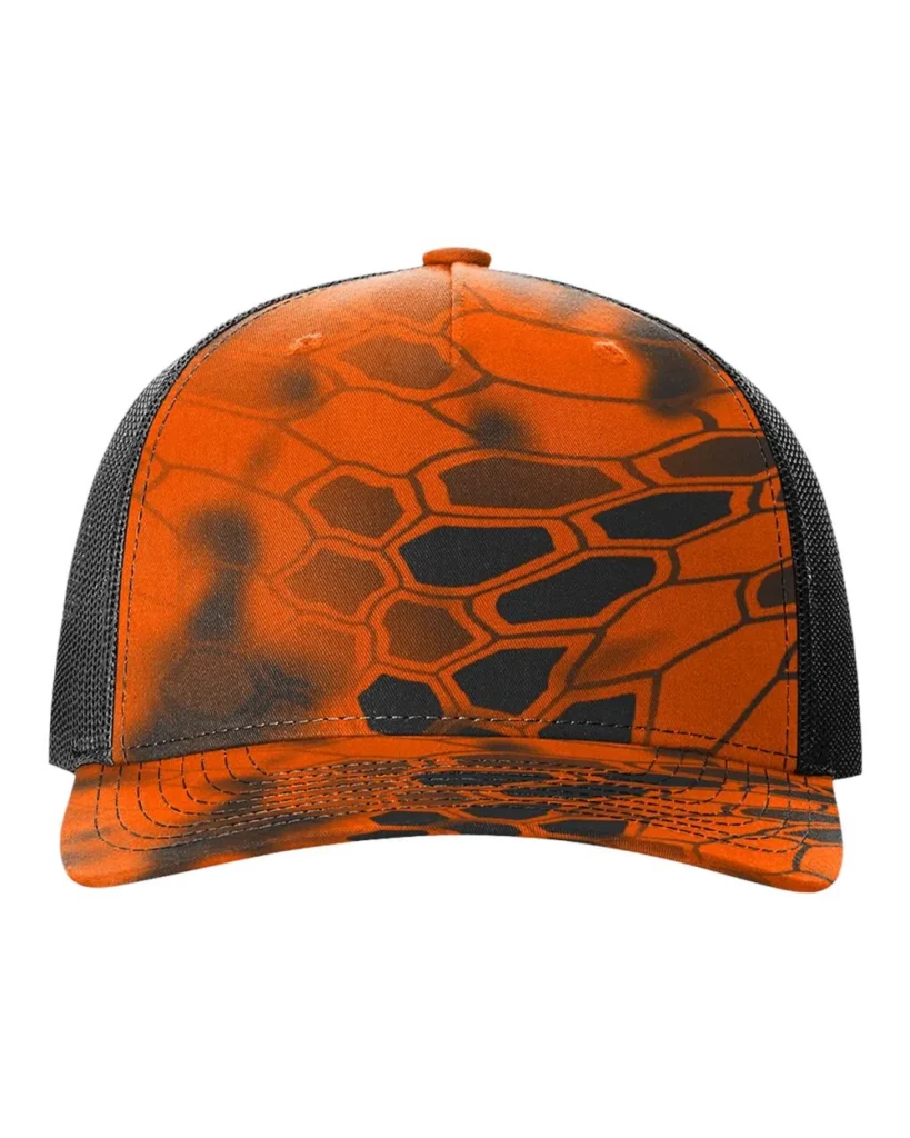 Richardson Printed Five-Panel Trucker Cap Kryptek Inferno/ Black