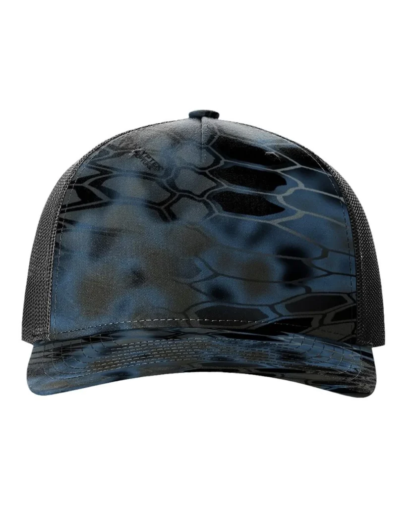Richardson Printed Five-Panel Trucker Cap Kryptek Neptune/ Black