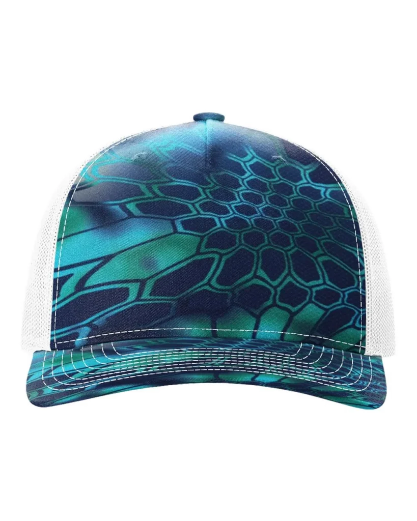 Richardson Printed Five-Panel Trucker Cap Kryptek Pontus/ White
