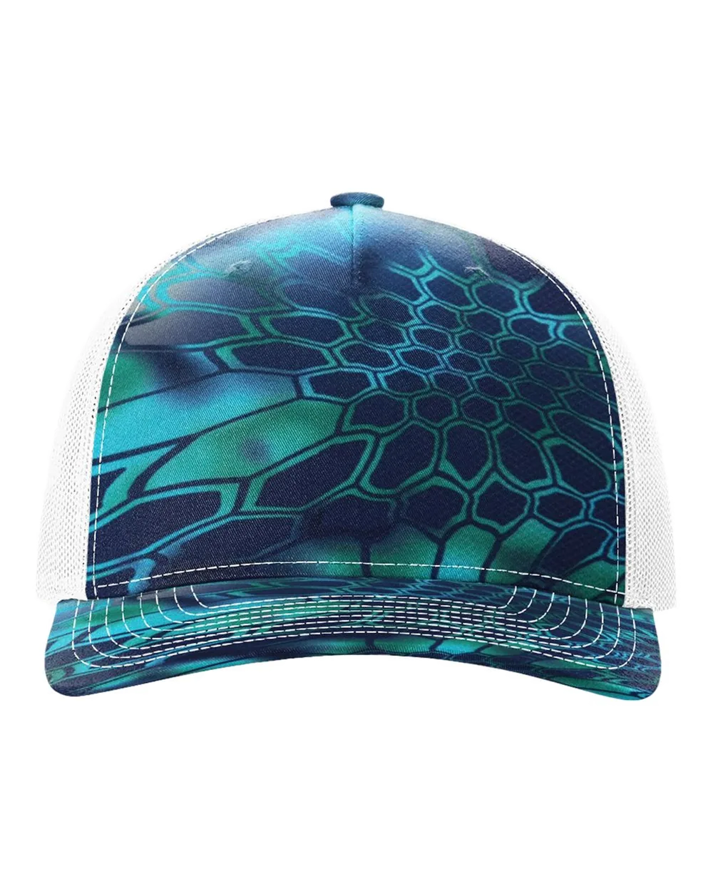 Richardson Printed Five-Panel Trucker Cap Kryptek Pontus/ White
