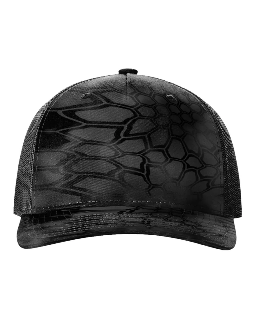 Richardson Printed Five-Panel Trucker Cap Kryptek Typhon/ Black